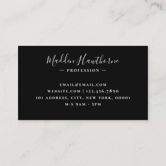 Professioneel Modern Eenvoudig Script Monogram Ini Visitekaartje (Achterkant)