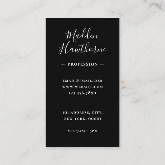 Professioneel Modern Eenvoudig Script Monogram Ini Visitekaartje (Achterkant)