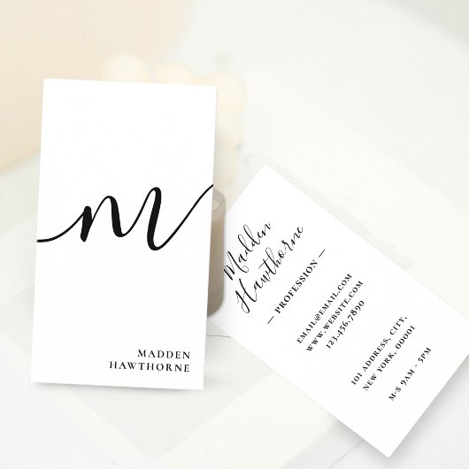 Professioneel Modern Eenvoudig Script Monogram Ini Visitekaartje
