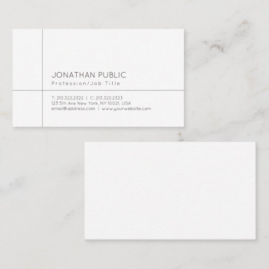 Professioneel Modern Eenvoudig Verfijnd Vlak Visitekaartje (Voorkant / Achterkant)