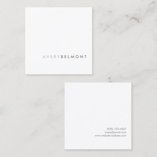 Professioneel Modern Eenvoudig wit Minimalistisch  Vierkante Visitekaartje (Voorkant / Achterkant)