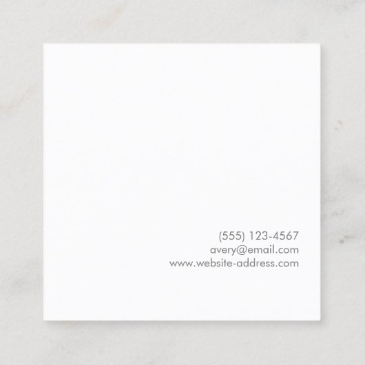 Professioneel Modern Eenvoudig wit Minimalistisch  Vierkante Visitekaartje (Achterkant)