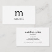 Professioneel Modern Eenvoudig Zwart Wit Monogram Visitekaartje (Voorkant / Achterkant)