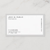 Professioneel modern elegant design grijs wit visitekaartje (Achterkant)