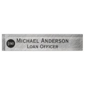 Professioneel Modern Elegant Faux Zilver met Logo Naambordje (Voorkant)