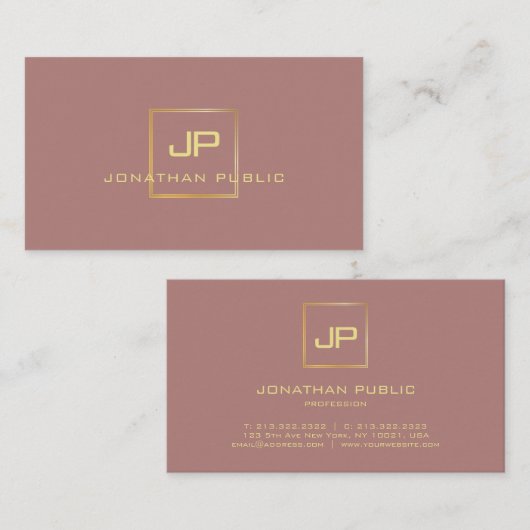Professioneel, modern, elegant Gold look-monogram Visitekaartje (Voorkant / Achterkant)