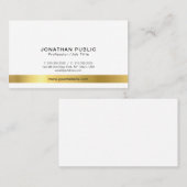 Professioneel Modern Elegant Goud Wit Eenvoudig Visitekaartje (Voorkant / Achterkant)