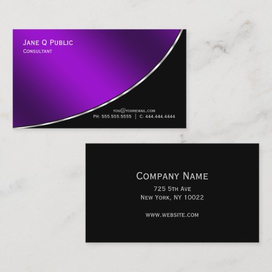 Professioneel Modern Elegant Helder Paarse Visitekaartje (Voorkant / Achterkant)