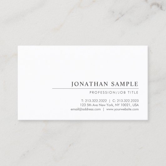 Professioneel Modern Elegant Minimal Sjabloon Chic Visitekaartje (Voorkant)