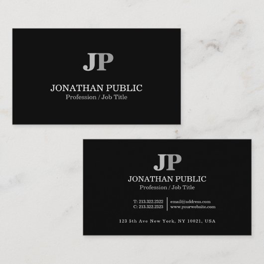 Professioneel modern Elegant Monogram Chic Visitekaartje (Voorkant / Achterkant)