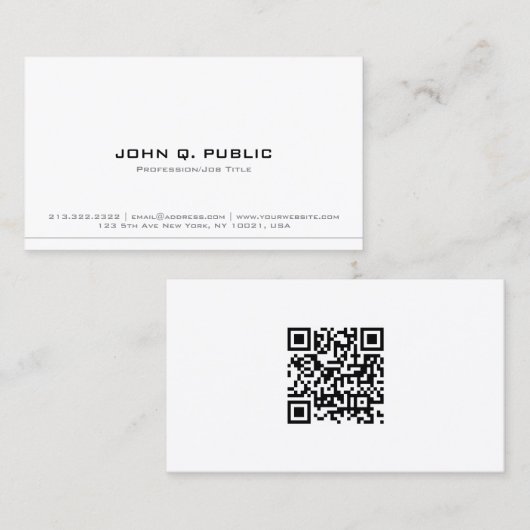 Professioneel Modern Elegant Strak Template QR Cod Visitekaartje (Voorkant / Achterkant)