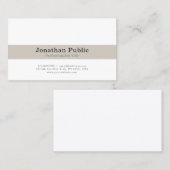 Professioneel Modern Elegant Wit Beige Plain Visitekaartje (Voorkant / Achterkant)