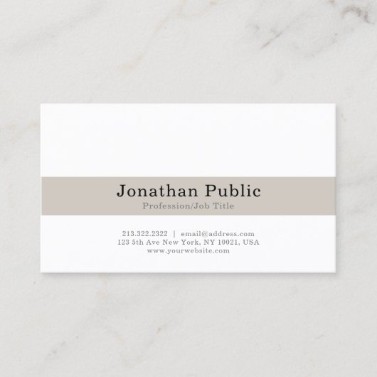 Professioneel Modern Elegant Wit Beige Plain Visitekaartje (Voorkant)