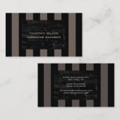Professioneel modern elegant zwart beige striped visitekaartje (Voorkant / Achterkant)