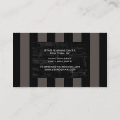 Professioneel modern elegant zwart beige striped visitekaartje (Achterkant)