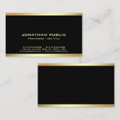 Professioneel Modern Elegant Zwart en Goud Eenvoud Visitekaartje (Voorkant / Achterkant)