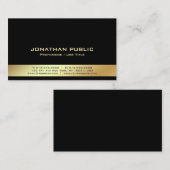 Professioneel Modern Elegant Zwart en Goud Eenvoud Visitekaartje (Voorkant / Achterkant)