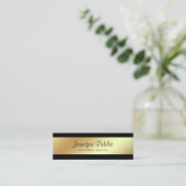 Professioneel Modern Elegant Zwart en Goud Vlak Mini Visitekaartje (Staand voorkant)