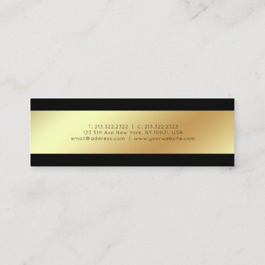 Professioneel Modern Elegant Zwart Goud Chique Mini Visitekaartje (Achterkant)