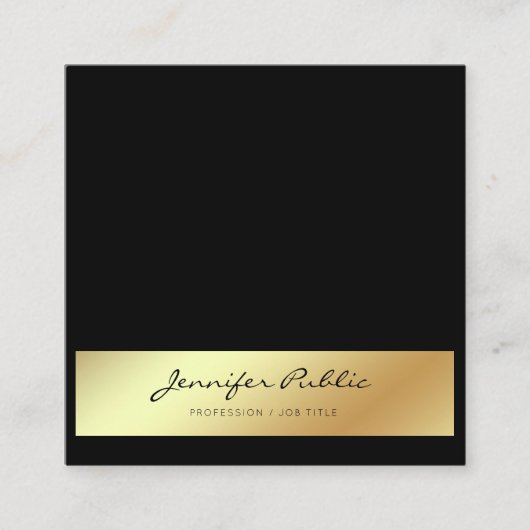 Professioneel Modern Elegant Zwart Goud Chique Vierkante Visitekaartje (Voorkant)