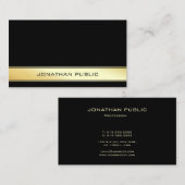 Professioneel Modern Elegant Zwart Goud Minimalist Visitekaartje (Voorkant / Achterkant)