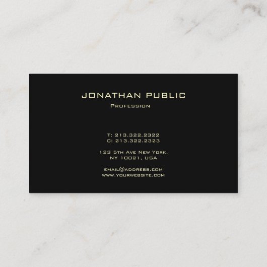 Professioneel Modern Elegant Zwart Goud Minimalist Visitekaartje (Achterkant)