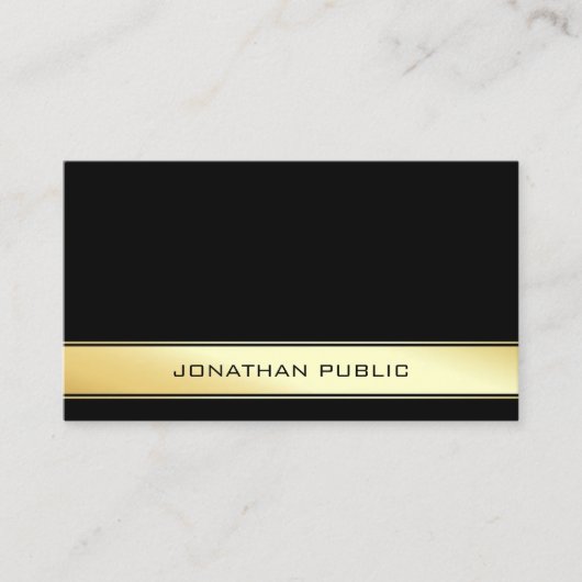 Professioneel Modern Elegant Zwart Goud Minimalist Visitekaartje (Voorkant)