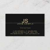 Professioneel Modern Elegant Zwart Goud Monogram Visitekaartje (Achterkant)