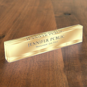Professioneel Modern Elegante Gouden Sjabloon Naambordje