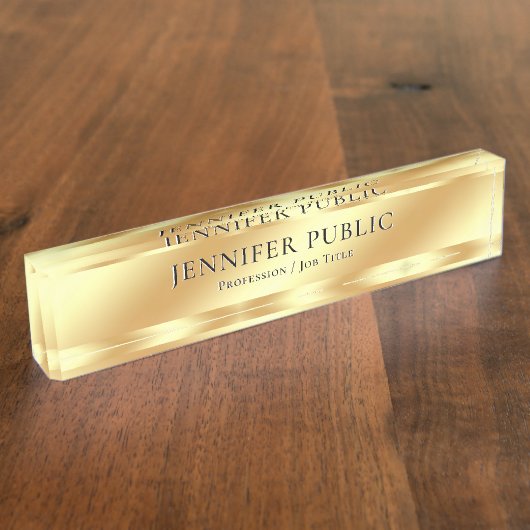 Professioneel Modern Elegante Gouden Sjabloon Naambordje (Zijkant)