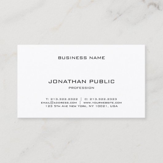 Professioneel, modern en minimaal elegant eenvoudi visitekaartje (Voorkant)