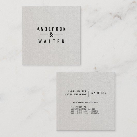 Professioneel, modern en minimalistisch, eenvoudig vierkante visitekaartje (Voorkant / Achterkant)