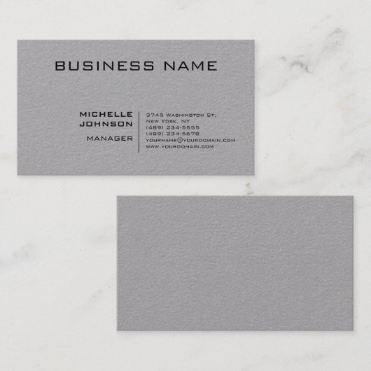 Professioneel, modern en minimalistisch vlakgrijs visitekaartje (Voorkant / Achterkant)