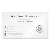 Professioneel, modern en minimalistisch wit magnetisch visitekaartje (Voorkant)