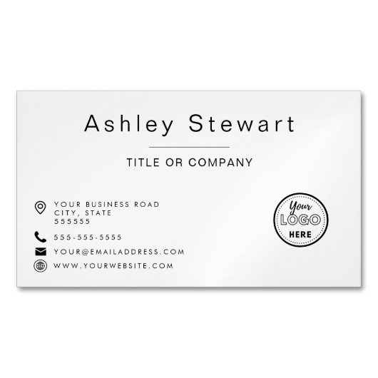 Professioneel, modern en minimalistisch wit magnetisch visitekaartje (Voorkant)