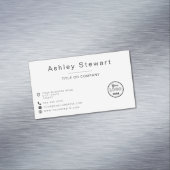 Professioneel, modern en minimalistisch wit magnetisch visitekaartje (Voorbeeld)