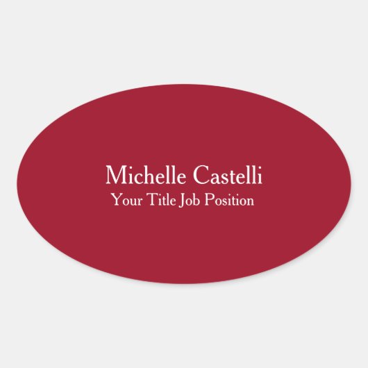 Professioneel, modern en stijlvol karmijnrood ovale sticker (Voorkant)
