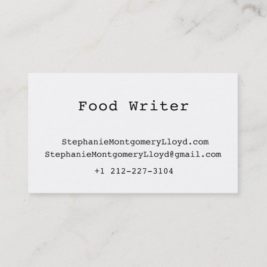 Professioneel Modern Food Visitekaartje (Achterkant)