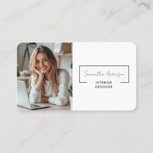 Professioneel modern | Foto met QR-code Visitekaartje (Voorkant)