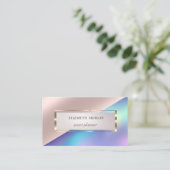 Professioneel, Modern Frame Roze Goud Holografisch Visitekaartje (Staand voorkant)