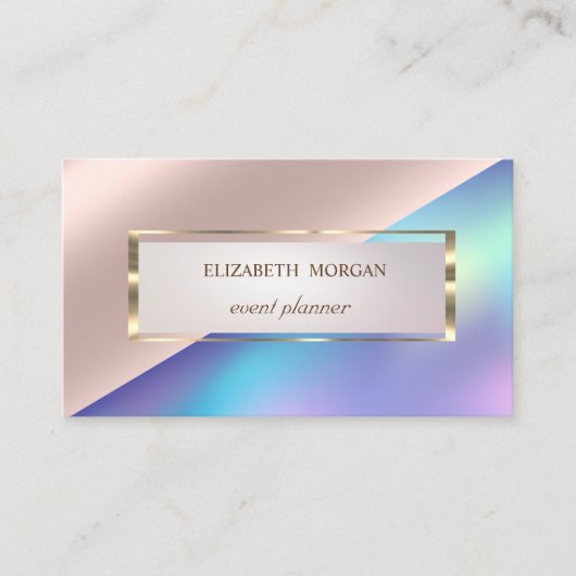 Professioneel, Modern Frame Roze Goud Holografisch Visitekaartje (Voorkant)
