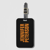 Professioneel, modern, gedurfd oranje zwart bagagelabel (Voorkant (verticaal))