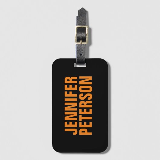 Professioneel, modern, gedurfd oranje zwart bagagelabel (Voorkant (verticaal))