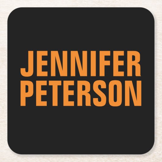 Professioneel, modern, gedurfd oranje zwart kartonnen onderzetters (Voorkant)