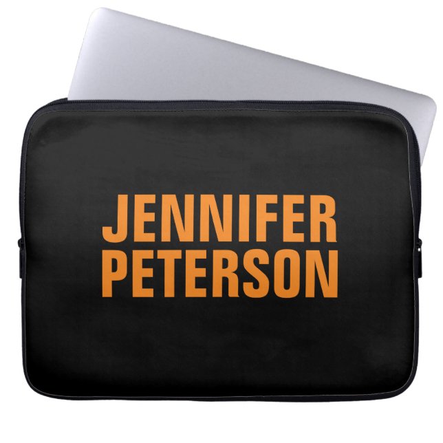 Professioneel, modern, gedurfd oranje zwart laptop sleeve (Voorkant)