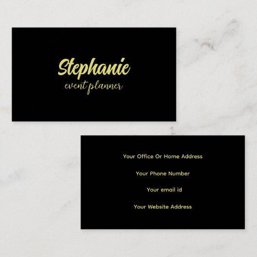 Professioneel Modern Geel Zwart Kleurrijk Stijlvol Visitekaartje (Voorkant / Achterkant)