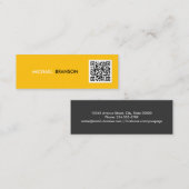 Professioneel Modern GEEL Zwart Minimaal QR CODE Mini Visitekaartje (Voorkant / Achterkant)