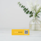 Professioneel Modern GEEL Zwart Minimaal QR CODE Mini Visitekaartje (Staand voorkant)