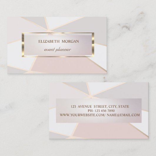 Professioneel, modern Geometrisch, Gold Lijst Visitekaartje (Voorkant / Achterkant)