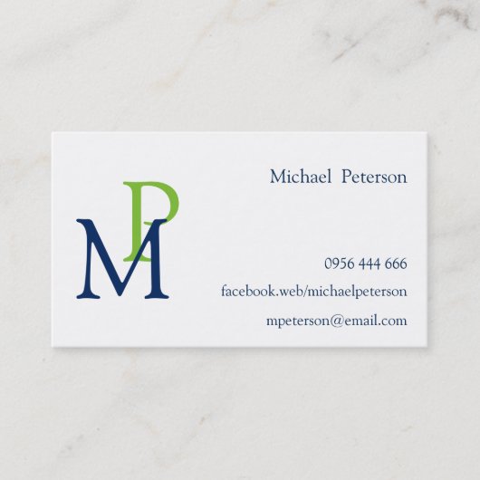 Professioneel, modern, gepersonaliseerd monogram visitekaartje (Voorkant)